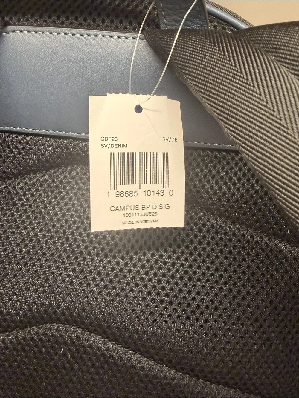 Coach Light Blue denim Signature Jacquard Backpack with Slate Trim blue leather